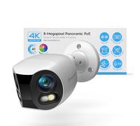 Amcrest UltraHD 4K (8MP), Telecamera IP PoE AI, visione notturna a colori 60 piedi, telecamera di sicurezza per esterni, illuminazione intelligente, 4K @15 fps, IP8M-DLB2998EW-AI (bianco)