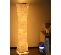 Amdelne Lampada da Terra LED da Soggiorno Dimmerabile, Piantana Intelligente RGB Moderna, Lampada da Terra con Telecomando, Tessuto, Lampada da Terra Bianca per la Camera da letto, Sala Giochi, 156cm