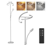 Amdelne Lampada da Terra Salotto LED, Piantana Lampada da Terra Moderna con Luz de Lectura 20W+7W Dimmerabile Grigio Telecomando e Controllo Tattile, Funzione di Memoria, per Camera da letto, Ufficio