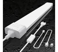 Amdelne Plafoniera da Officina 120cm 36W, 4000lm Collegabili Tubo Neon LED, Bianco Naturale(4000K) IP65 Impermeabile Plafoniere LED a Soffitto, per Garage Ufficio Cantina Cucina Supermercato