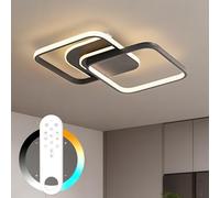 Amdelne Plafoniera LED Dimmerabile 65cm, 45W Moderna Lampada da Soffitto con Telecomando, Stufenlos 2800-6000K Ceiling Light per Soggiorno, Dormitorio, Camera, Cucina- Nero