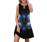 AMDOLE Abiti estivi casual da donna comodi alla moda boho stampa floreale coprire girocollo senza maniche prendisole lunghi maxi abiti da donna estivi, Nero , L