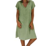 AMDOLE Abiti estivi da donna UK T-shirt in cotone casual taglie forti abiti da donna UK, Verde, L