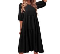 AMDOLE Abito gotico da donna, estivo, a maniche corte, con scollo rotondo, per le vacanze, da sera, da donna, Nero , XL