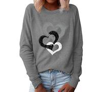 AMDOLE Camicette da donna per San Valentino Camicetta a maniche larghe Amore Casual Camicetta da donna lunga alla moda per le donne 2024, grigio., L