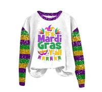 AMDOLE Costume di Carnevale da donna a maniche lunghe con stampa Carnevale e girocollo, Verde menta, XL