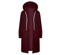 AMDOLE Felpa da donna con cappuccio e zip intera, giacca lunga in pile UK da donna autunno inverno cappotti alla moda oversize felpe con cappuccio foderate in pelliccia sintetica capispalla cardigan