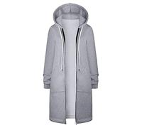 AMDOLE Felpa da donna con cappuccio e zip intera, giacca lunga in pile UK da donna autunno inverno cappotti alla moda oversize felpe con cappuccio foderate in pelliccia sintetica capispalla cardigan