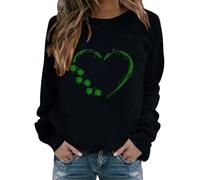 AMDOLE Felpa da donna con scollo rotondo alla moda e stampa casual da ufficio, #4 nero, S