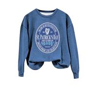 AMDOLE Felpa da donna St.Day Go Irish Pride and Traditional, casual, retrò, con cappuccio, casual, con scritta "Love" Green Luck Leaf Print", maglione asimmetrico da donna, Blu, XL