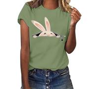 AMDOLE Top pasquale da donna con scollo rotondo a maniche corte top per Pasqua vestiti per donna, Verde, M