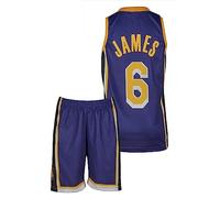 Amdrabola Lakers Lebron James - Maglietta da basket per bambini, con pantaloncini e appassionati di basket (140, lilla)