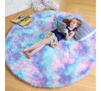 Amdrebio Tappeto rotondo arcobaleno viola da 2,2 m per decorazione della camera da letto delle ragazze, tappeto per bambini con motivo sirena Frozen, per sala giochi, asilo nido, aula, in pile soffice