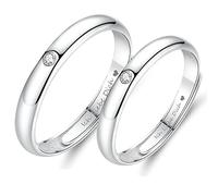 AMDXD 2 anelli da sposa in argento Sterling S925, con incisione regolabile, con scritta in lingua tedesca "Ich liebe dich Partnerringe in argento, regalo migliore amico (regolabile), Argento sterling