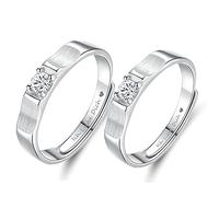 AMDXD 2 anelli per donne e uomini in argento S925, con incisione regolabile, con scritta "Ich liebe Dich Paar", anello in argento, regalo per partner (regolabile), Argento sterling, Zirconia cubica