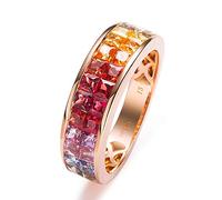 AMDXD Anelli da donna in oro 18 carati con zaffiro blu, due righe di perforazione, forma quadrata, anello di diamanti, Oro 18 carati (750), Topazio