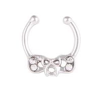 AMDXD Anelli da naso per ali del naso, 1,2 mm, in lega, per ombelico, in argento, a forma di U a ferro di cavallo, per labbra, orecchini con zirconi per uomo e donna, 1 pz