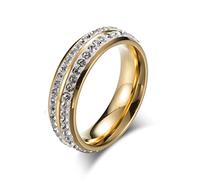 AMDXD Anelli da sposa in acciaio inox da uomo, anelli da uomo, fedi nuziali, arcobaleno, eternità, due linee con zirconi, colorati, Acciaio inossidabile, Zirconia cubica