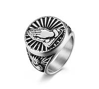 AMDXD Anelli da uomo in acciaio inox, da uomo, per coppia, preghiera, per uomini, argento, Acciaio inossidabile, Senza zirconi