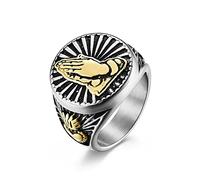 AMDXD Anelli da uomo in acciaio inox, da uomo, per coppia, preghiera, per uomini, argento, Acciaio inossidabile, Senza zirconi