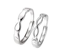 AMDXD Anelli in Argento 925 Donna Cavo Baci di Pesce Contorto Anello di Fidanzamento Semplice Argento Anello Regolabile Argento