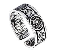 AMDXD Anelli in argento S999, Lucky Ancient, fedi nuziali da uomo, gotico, vintage, punk, argento, vero argento, argento sterling 999, Senza zirconi