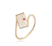 AMDXD Anelli in oro rosa 18 carati per donne, con busta in rubino, forma rotonda, anelli per proposte di matrimonio, Oro rosa 18 carati (750), Rubino