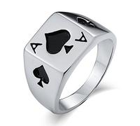 AMDXD Anelli per matrimonio, oro, rettangolo, poker, vanga, ad anello, decorazione per matrimonio, lucido, regalo di compleanno, argento/oro, Acciaio inossidabile
