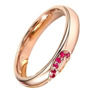 AMDXD Anelli per partner in oro rosa 18 carati, con cuore di rubino, taglio rotondo, rosso, anelli dell'amicizia Au750 oro, misura 49-70, Oro giallo 18 carati (750), Rubino