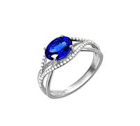 AMDXD Anello da donna con diamanti in oro bianco 750 18 carati, con tanzanite, come regalo per donne, mamma, fidanzata, taglie da 47 a 65 (20,7), circonferenza: 47 mm - 65 mm, serie in oro reale, Oro
