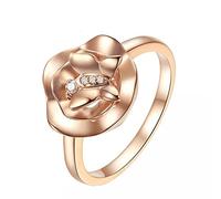 AMDXD Anello da donna con farfalla, in oro rosa 18 carati, con diamante 0,03 carati, regalo per la nonna, Oro rosa 18 K, Diamante