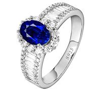 AMDXD Anello da donna in argento 925, con zirconi blu, elegante e bello, gioielli con custodia, argento sterling S925, Argento sterling, Zirconia cubica