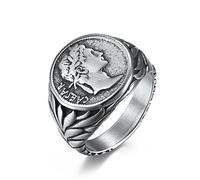 AMDXD Anello da sposa in acciaio inox da uomo, anello per coppia, impero romano, Cesare il grande per uomini, argento, Acciaio inossidabile, Senza zirconi