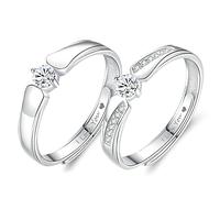 AMDXD Anello da sposa in argento Sterling S925, regolabile, con incisione I Love You, anello in argento, regalo da 1 anno (regolabile), Argento sterling, Zirconia cubica