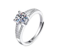 AMDXD Anello da sposa in oro bianco 585, 4 pezzi, con anello di diamante, 14 K, Oro bianco 14 carati (585), Laboratorio Creato Diamante
