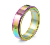 AMDXD Anello da uomo in acciaio inox, anello da uomo, apribottiglie, arcobaleno, girevole, per uomini, argento, Acciaio inossidabile, Senza zirconi