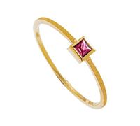 AMDXD Anello dell'amicizia in oro giallo 750 18 K, sottile coppia di anelli con rubino rosso taglio quadrato, anello solitario Au750, misura 47-65, Oro giallo 18 carati (750), Rubino