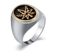 AMDXD Anello di fidanzamento in acciaio inox ovale foglia d'acero anello da uomo, lucido, regalo per Natale, argento/oro, Acciaio inossidabile