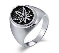 AMDXD Anello di fidanzamento in acciaio inox ovale foglia d'acero anello da uomo, lucido, regalo per Natale, argento/oro, Acciaio inossidabile