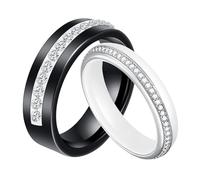 AMDXD Anello di fidanzamento in ceramica, 4/6 mm, anello eternità con zirconi 5A, anello da donna, anello da uomo, indistruttibile e scolorisce, non si sfilaccia, non si sfilaccia, fedi nuziali