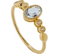 AMDXD Anello di fidanzamento in oro giallo 9 carati, classico anello solitario con acquamarina taglio ovale, Au 375, anello da sposa in vero oro, misura 47-65, Oro giallo 9 carati (375), Acquamarina