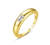 AMDXD Anello di fidanzamento in oro giallo Au750 18 carati, anello di fidanzamento in vero oro, anello solitario per matrimonio, con laboratorio, taglio rettangolare, oro 18 carati, misura 47-65, Oro