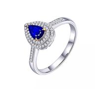 AMDXD Anello Eternità da donna in oro bianco 750 18 carati con zaffiro da 0,68 carati e anello di fidanzamento con diamanti, regalo per la nonna, Oro bianco 18 carati, Zaffiro