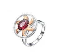 AMDXD Anello mulino a vento bicolore per donna gioielli in oro bianco 18 carati e oro rosa con tormalina da 1,28 ct e anelli di nozze di diamanti, regalo di anniversario, oro bianco 18 carati e oro