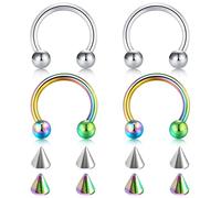 AMDXD Anello Nose da 1,2 mm, in acciaio inox, piccolo anello a forma di ferro di cavallo, per labbra, orecchio, naso, piercing per il corpo da donna, 4 pezzi, Acciaio inossidabile, Senza zirconi