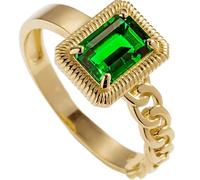 AMDXD Anello per domande in oro giallo 750, 18 K, classico, con taglio rettangolare, verde Tsavorite, AU750, misura 47-65, Oro giallo 18 carati (750), Tsavorite