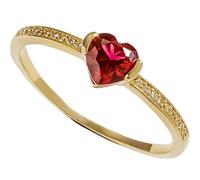 AMDXD Anello per partner in oro giallo 750 18 K, con cuore rosso rubino taglio a cuore, anello di diamanti Au750, misura 47-65, Oro giallo 18 carati (750), Rubino Diamante
