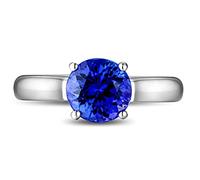 AMDXD Anello solitario, classico, fedi nuziali in argento Sterling S925 con zirconi blu, elegante e bello, gioielli con custodia, argento, Argento sterling, Zirconia cubica