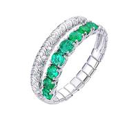 AMDXD Anello solitario da donna in oro bianco 750 con smeraldo 0,6 ct e diamante anello regalo mamma, Oro bianco 18 carati, Smeraldo