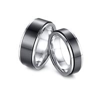 AMDXD Anxiety - Anello da uomo, 6 mm/8 mm, in acciaio inox, bicolore, anti-stress, per donne, colore: argento e nero, Acciaio inossidabile, Senza zirconi